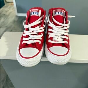 Converse Red and White High-Top Sneakers